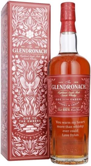 Personalised Glendronach Ode to the Embers Single Malt Scotch Whisky Gift for Men Custom Engraved Whisky Glendronach Ode Embers Custom Engraving Gift for Birthday Xmas Anniversary 70cl